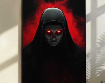 Infernal Sister Demon Wall Art Print, Dark Fantasy Wall Decor, Demoncore, Dark Fantasy Wall Art, Demon Painting, Dark Fantasy Lover Gift