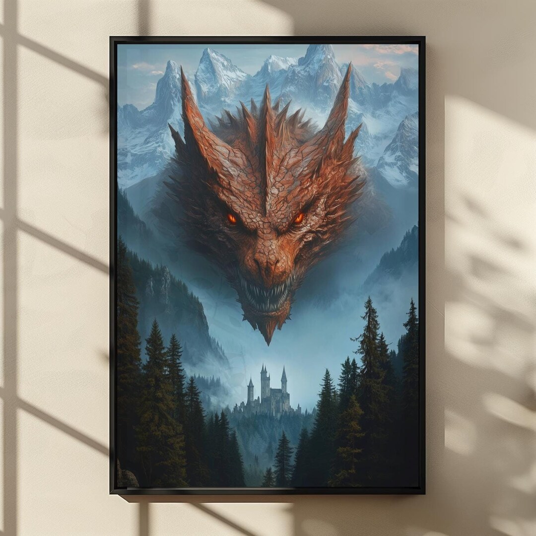 Dragon's Shadow Fantasy Wall Art Print, Mystic Fantasy Wall Decor ...