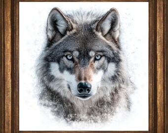 Winter Wolf Wall Art Print, Mystic Fantasy Decor for Home, Mystical Artwork, Wolf Painting, Wolf Lover Gift, Fantasy Wall Art, Wolf Art
