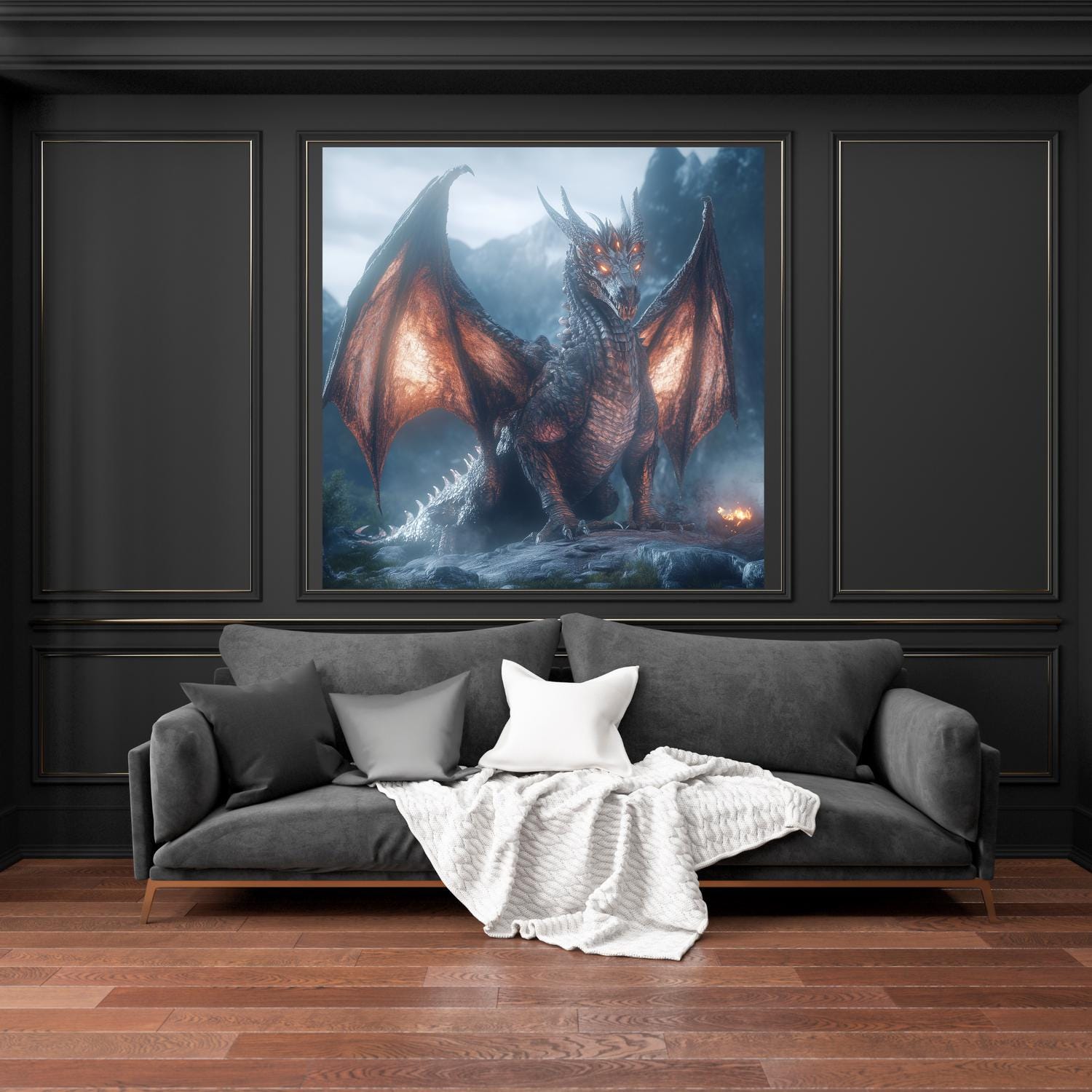 Demon Dragon Fantasy Wall Art Print, Mystic Fantasy Decor for Home ...