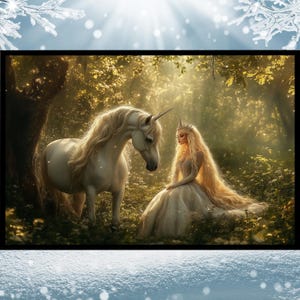 Unicorn Princess Fantasy Wall Art Print, Fantasy Landscape, Mystic Fantasy Decor, Magical Fantasy Art, Mythical Fantasy Art, Magic Creature