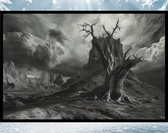Stampa artistica da parete "Sussurri di desolazione", paesaggio fantasy, decorazione fantasy mistica, arte murale mistica, arte murale fantasy, arte murale dark fantasy