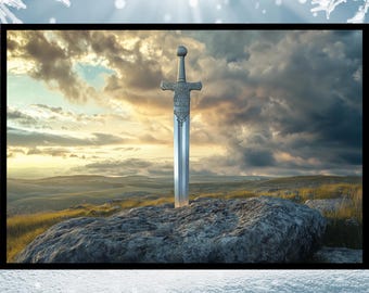 Blade of Legend Fantasy Wall Art Print, Fantasy Landscape, Mystic Fantasy Decor, High Fantasy Art, Mythical Fantasy Art, Epic Fantasy Art