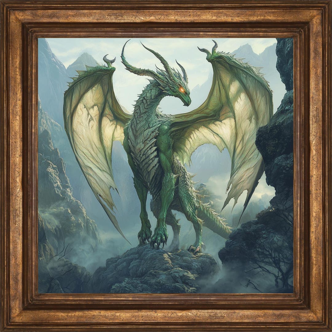 Forest Dragon Fantasy Wall Art Print, Mystic Fantasy Decor for Home ...