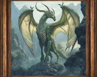 Forest Dragon Fantasy Wall Art Print, Mystic Fantasy Decor for Home, Mystical Wall Art, Dragon Painting, Dragon Lover Gift, Dragon Wall Art