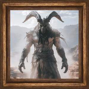 Impresión de arte mural de &quot;El Señor Estéril&quot;: Demonio Cornudo de los Desamparados, pintura de demonio, regalo para amantes de la fantasía, arte de fantasía oscura, arte de demonios, Demoncore
