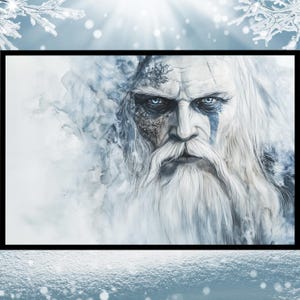 Winter&#39;s Fury Norse Wizard Wall Art Print, Fantasy Landscape, Mystic Fantasy Decor, Norse Fantasy Art, Mythical Fantasy Art, Fantasy Print