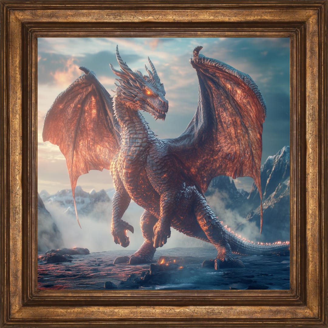 Red Dragon Fantasy Wall Art Print, Mystic Fantasy Decor for Home ...