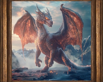 Red Dragon Fantasy Wall Art Print, Mystic Fantasy Decor for Home, Mystical Wall Art, Dragon Painting, Dragon Lover Gift, Dragon Wall Art