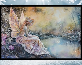 Stampa artistica da parete fantasy Fey Reflections, paesaggio fantasy, arredamento fantasy mistico, arte fantasy magica, arte fantasy mitica, stampa artistica delle fate