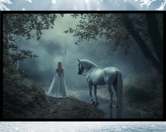 Misty Enchantment Fantasy Wall Art Print, Fantasy Landscape, Mystic Fantasy Decor, Mystical Wall Art, Dark Fantasy Art, Digital Fantasy Art