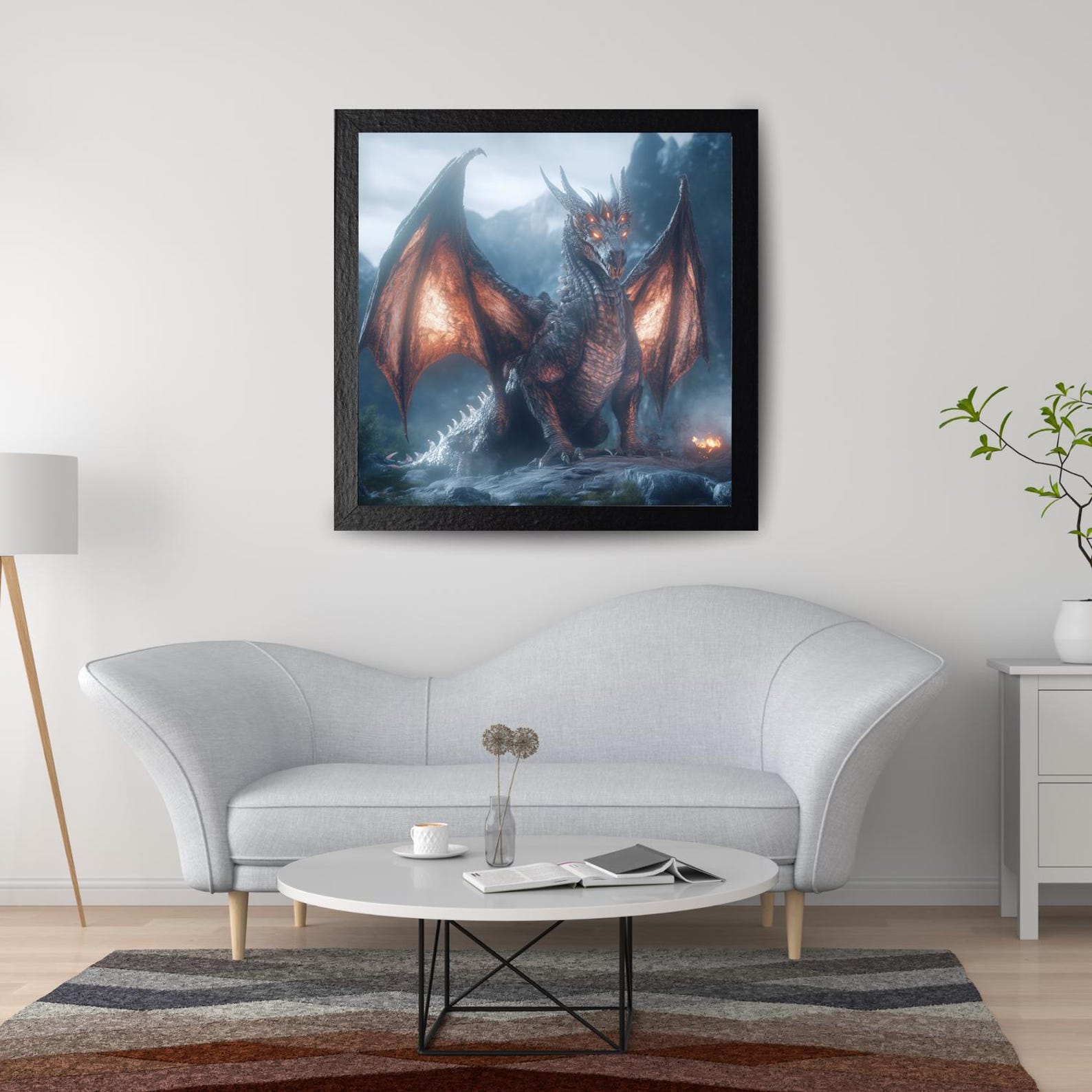 Demon Dragon Fantasy Wall Art Print, Mystic Fantasy Decor for Home ...
