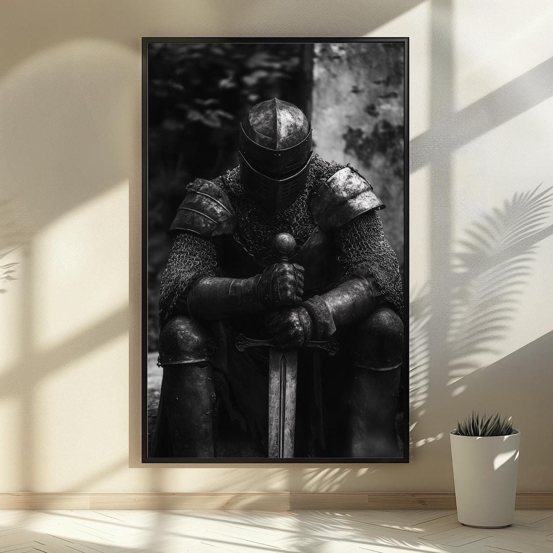 Black Knight Wall Art Print - Medieval Dark Academia Decor, Dark ...