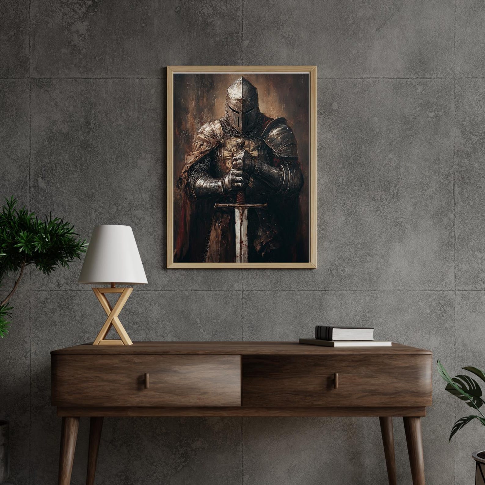 Ironclad Resolve: Crusader Knight Wall Art Print - Medieval Valor Decor ...