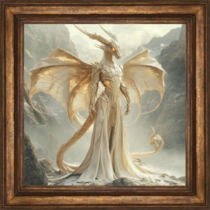 Dragon Goddess Fantasy Wall Art Print, Mystic Fantasy Decor for Home, Mystical Wall Art, Dragon Painting, Dragon Lover Gift, Dragon Art