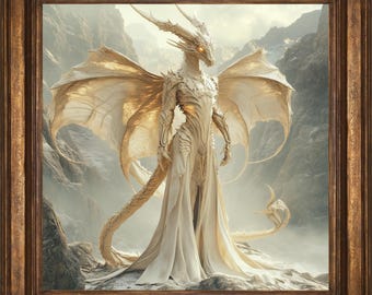 Dragon Goddess Fantasy Wall Art Print, Mystic Fantasy Decor for Home, Mystical Wall Art, Dragon Painting, Dragon Lover Gift, Dragon Art