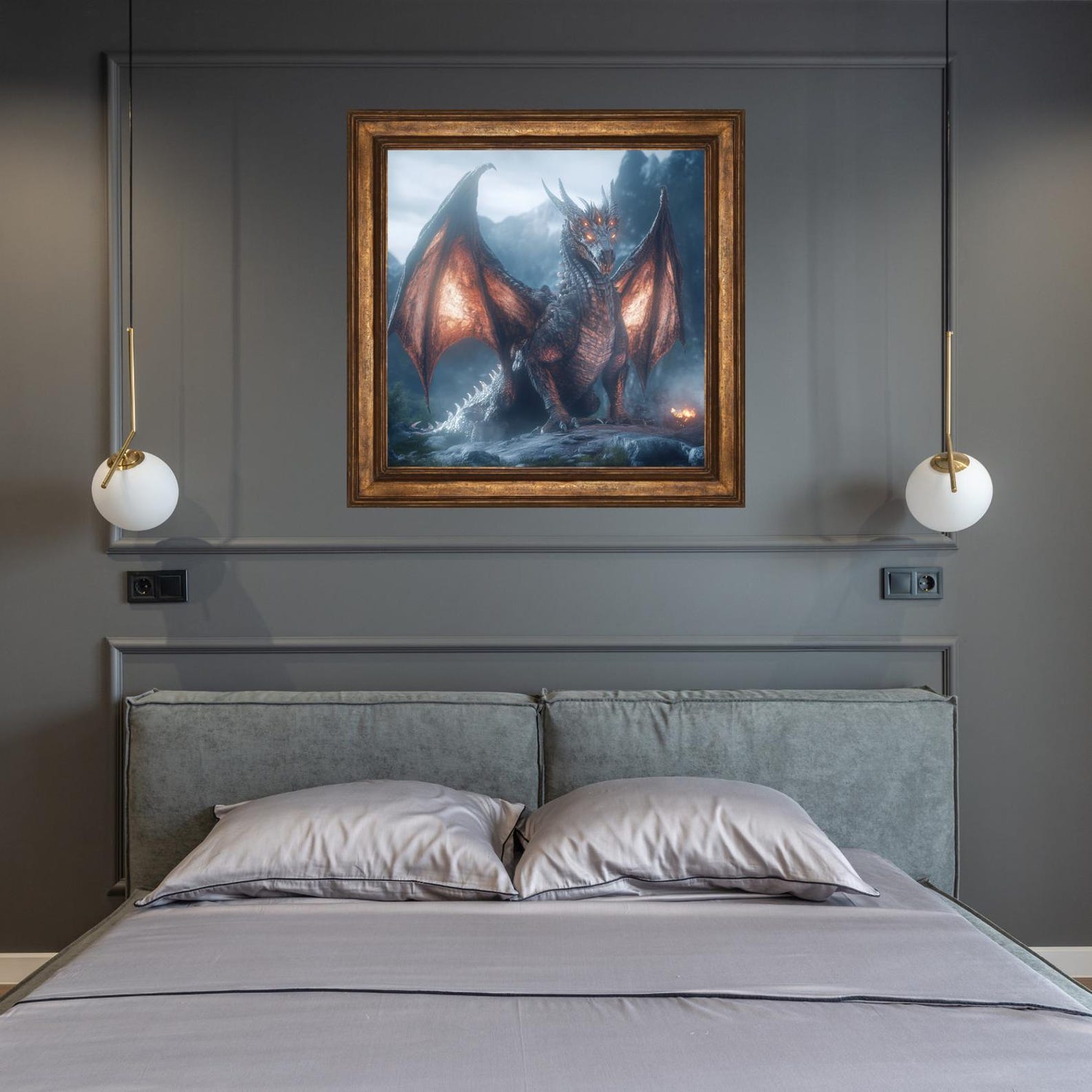 Demon Dragon Fantasy Wall Art Print, Mystic Fantasy Decor for Home ...