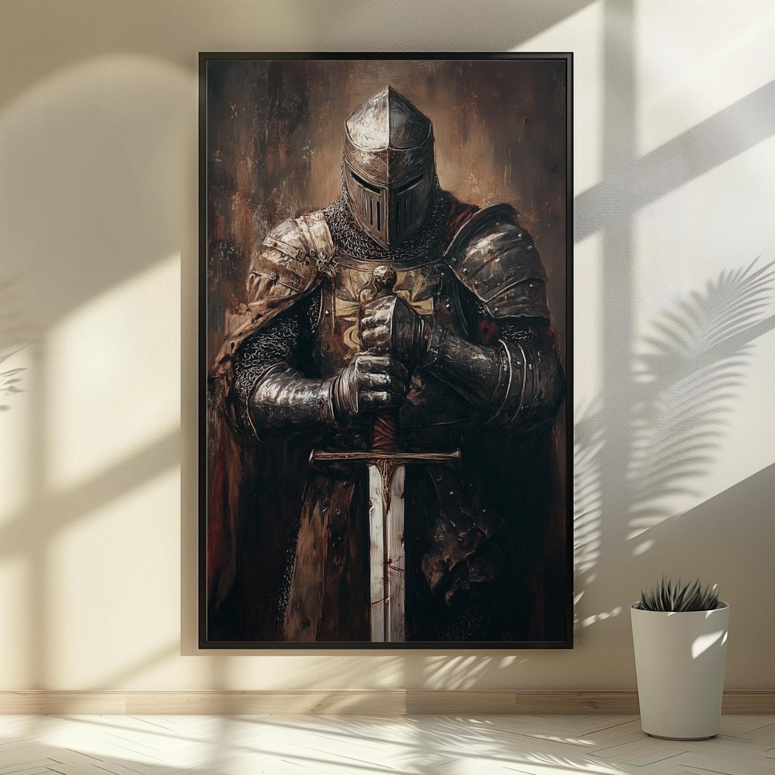 Ironclad Resolve: Crusader Knight Wall Art Print - Medieval Valor Decor ...