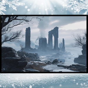 Misty Ruins Fantasy Wall Art Print, Fantasy Landscape, Mystic Fantasy Decor, Mystical Wall Art, Epic Fantasy Art, Digital Art, Dark Fantasy
