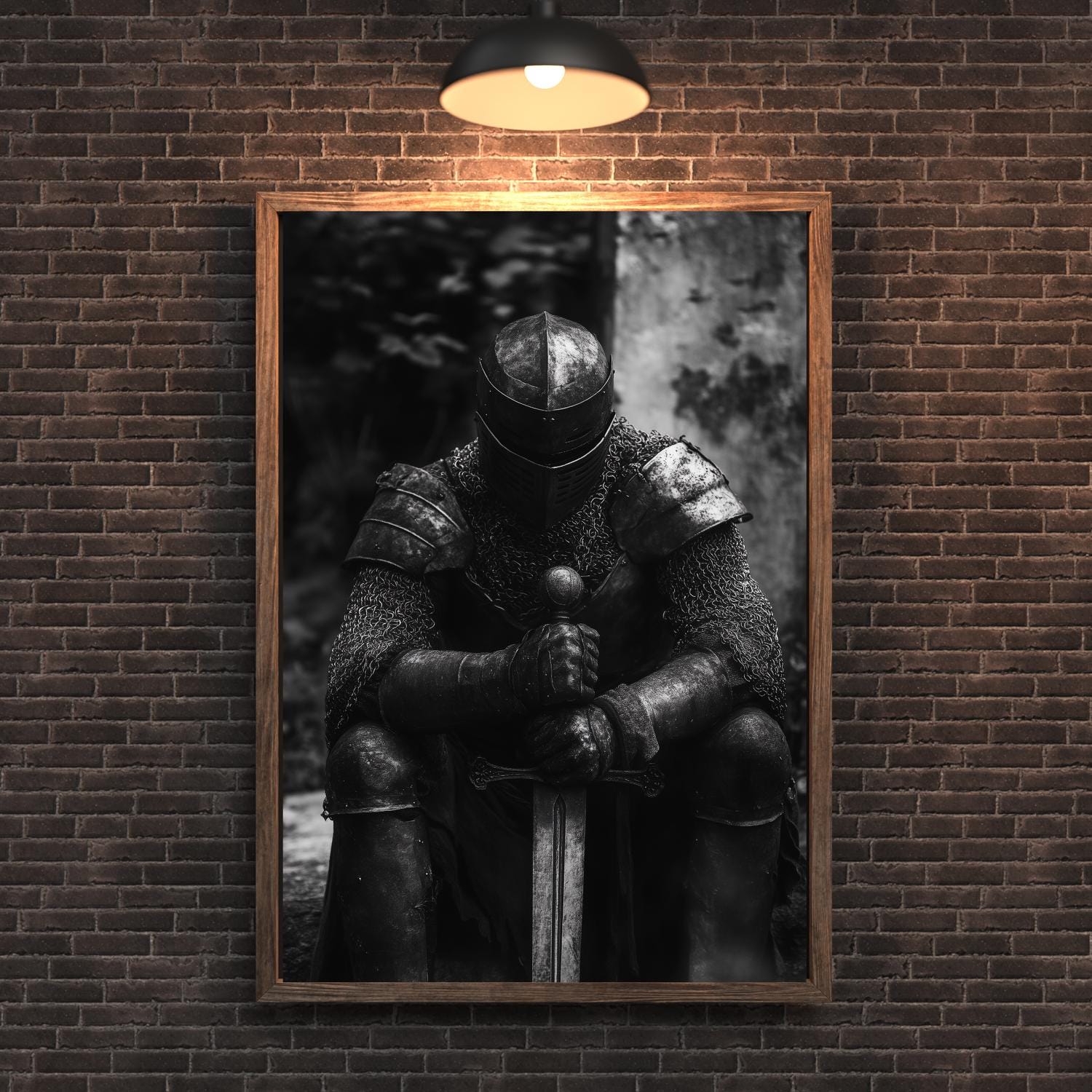 Black Knight Wall Art Print - Medieval Dark Academia Decor, Dark ...