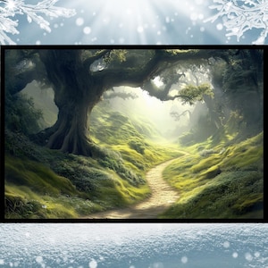Enchanted Path: Whispers of the Ancient Forest Art Print, Fantasy Landscape, Mystic Fantasy Decor, Fantasy Wall Art, Digital Fantasy Art