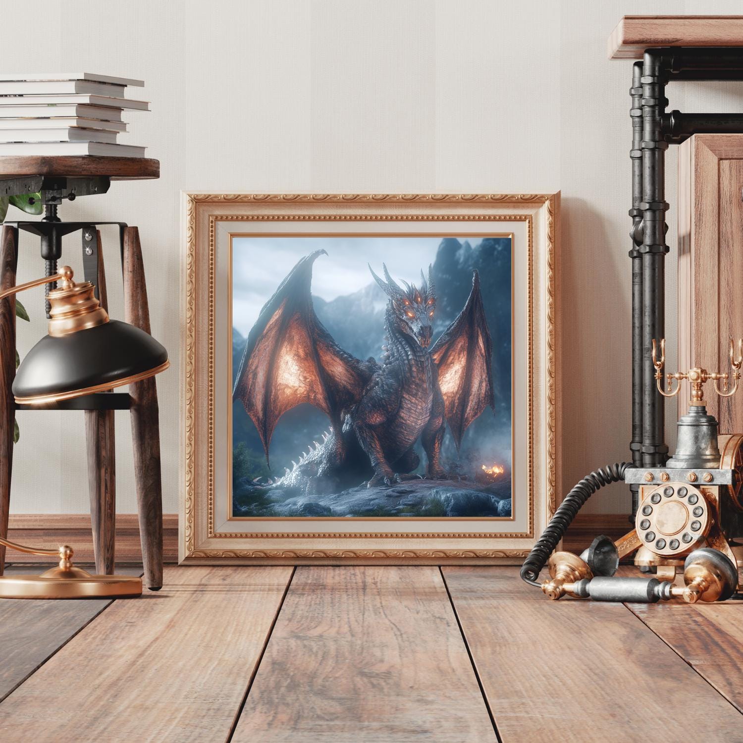 Demon Dragon Fantasy Wall Art Print, Mystic Fantasy Decor for Home ...