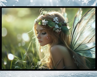 Stampa artistica da parete "Faerie Meadow", paesaggio fantasy, decorazione fantasy mistica, arte murale mistica, arte murale fantasy, arte fantasy digitale, arte delle fate