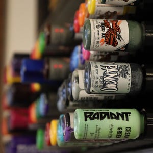 Tattoo Ink Bottle Storage Rack / Organizer- Holds 1/2 , 1 , 2 , 4 oz , Wall Mounted - Holds 24 Bottles - Works with Major Brands