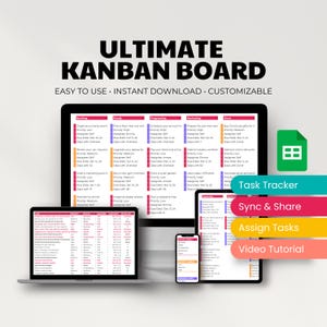 Google Sheets Kanban, Kanban Board, To Do List, Checklist, Kanban, Scrum, Excel Planner, Task Manager, Business Planner, Visual Schedule