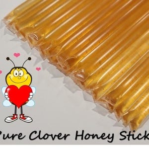 Home Grown And Handmade Tasty Pure Clover Honey Sticks For Sale 100 Count Bulk, Homestead Gifts, Beekeeper Gifts, Christmas Gifts, Honey Bee