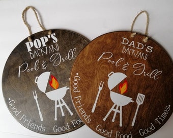 Dad or Grandfather Personalized Wooden Round Sign Board. Dad Custom Sign Board