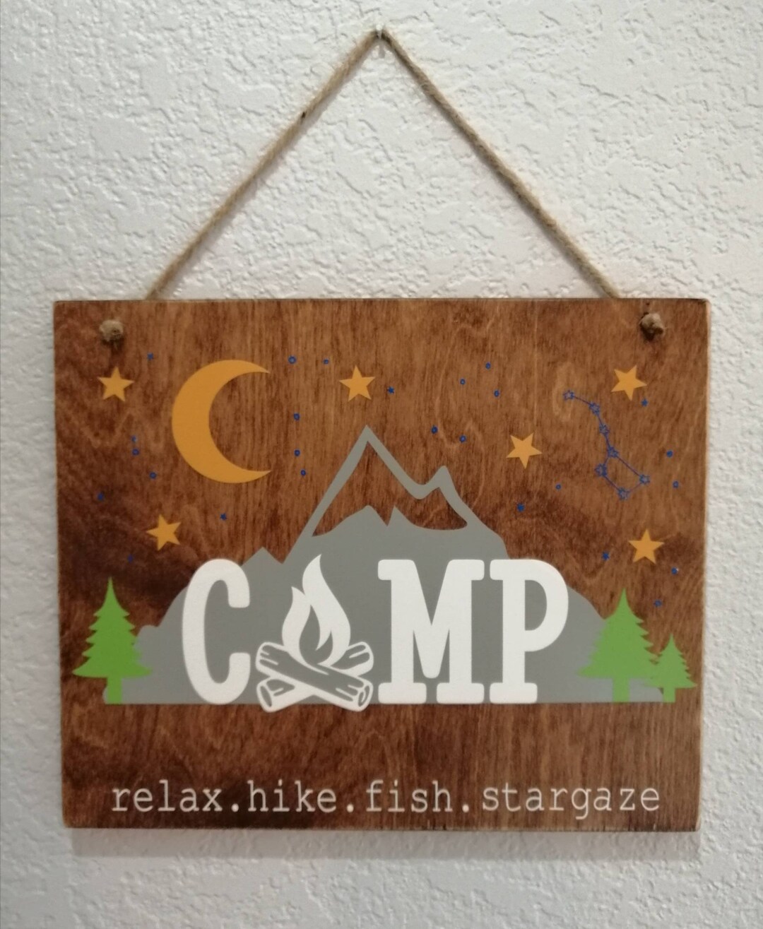 CAMP. Camping Wooden Sign. Glamping Door Hanger. Camping Enthusiast. RV ...