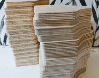Raw wood Cow Ear Tags. Oak veneer plywood. Wood supplies. Set of 12 wooden tags