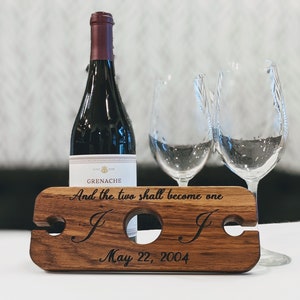 Engraved Wood Wine Caddy Holder
