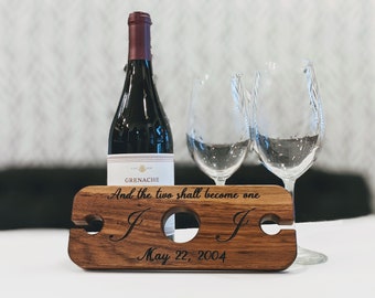 Pecan Personalized Custom Wood Wine Caddy Holder