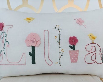 Custom Personalized Baby Name/ Toddler Girl Applique Pillows