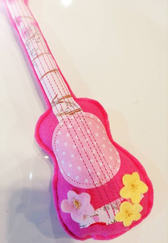 Acoustic Guitar Shaped Tooth Fairy Pillow In Hot Pink Ukulele Etsy