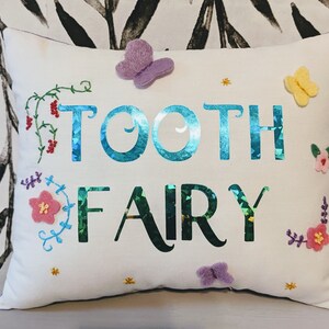Encanto InspiredTooth Fairy Pillow. Floral Children&#39;s tooth fairy cushion. Children&#39;s bedding decor. Appliqued children&#39;s pillow