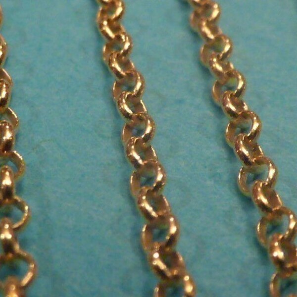 4 ft 2 mm gold vermeil bulk unfinished rolo link chain (gold plated sterling silver)