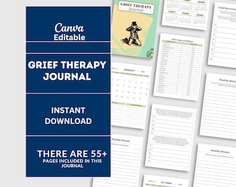 Grief Therapy Journal, Mental Health Journal, Coping Notebook, Self Care Diary, Personalized Journal, Writing Prompts