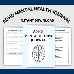 ADHD Mental Health Journal, Mindfulness Tracker, Self-Care Planner, Therapy Workbook, Mental Wellness Log