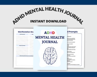 ADHD Mental Health Journal, Mindfulness Tracker, Self-Care Planner, Therapy Workbook, Mental Wellness Log