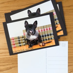 Elections Matter * RBG Inspired * Postcards to Voters * Patriotic Dog * Premium 16-pt Cardstock * Free Shipping image 2