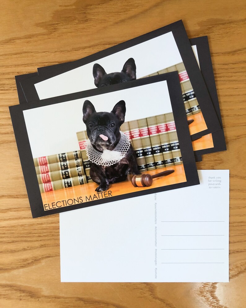 Elections Matter * RBG Inspired * Postcards to Voters * Patriotic Dog * Premium 16-pt Cardstock * Free Shipping image 2