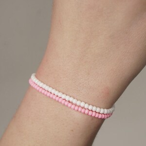 Minimalist Pink and White Beaded Bracelet