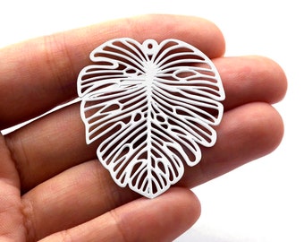 Monstera Leaf Stainless Steel Charms, Leaf Steel Charms, Monstera Leaf Stainless Steel Jewelry Supplies, DIY Necklace, Earrings (SSD652)