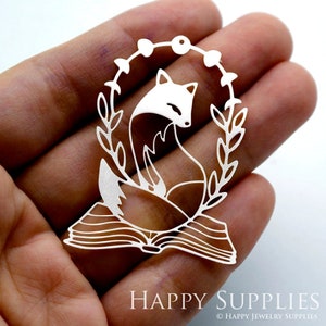 Berlocker i rostfritt stål, geometriska hängen, ståldetaljer, halsbandshängen, örhängen, smyckestillbehör, Fox Steel Berlocker (SSD1531)