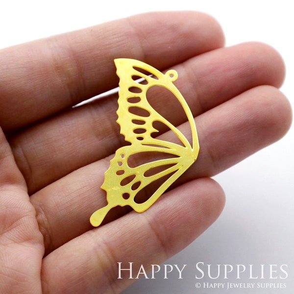 Raw Brass Butterfly Wing Charms  Pendants,  Butterfly Wing Findings, DIY Wing Necklace, Brooch, Wing Earrings (RD1254)