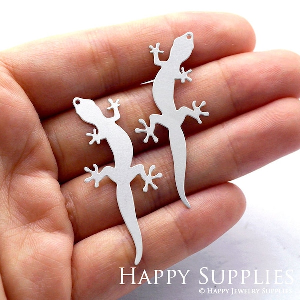 Stainless Steel Charms, Gecko Pendants, Brass Findings,Necklace Pendants, Earrings Charms, Jewelry Supplies, Gecko Brass Charms (SSD742)