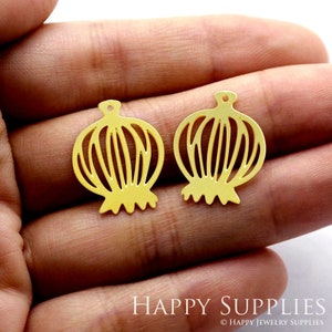 4pcs Brass Charms Flowers Charms , Brass Findings, Raw Brass Pendants , Earrings Charms, Brass Connectors, Making Jewelry Supplies (RD1181)